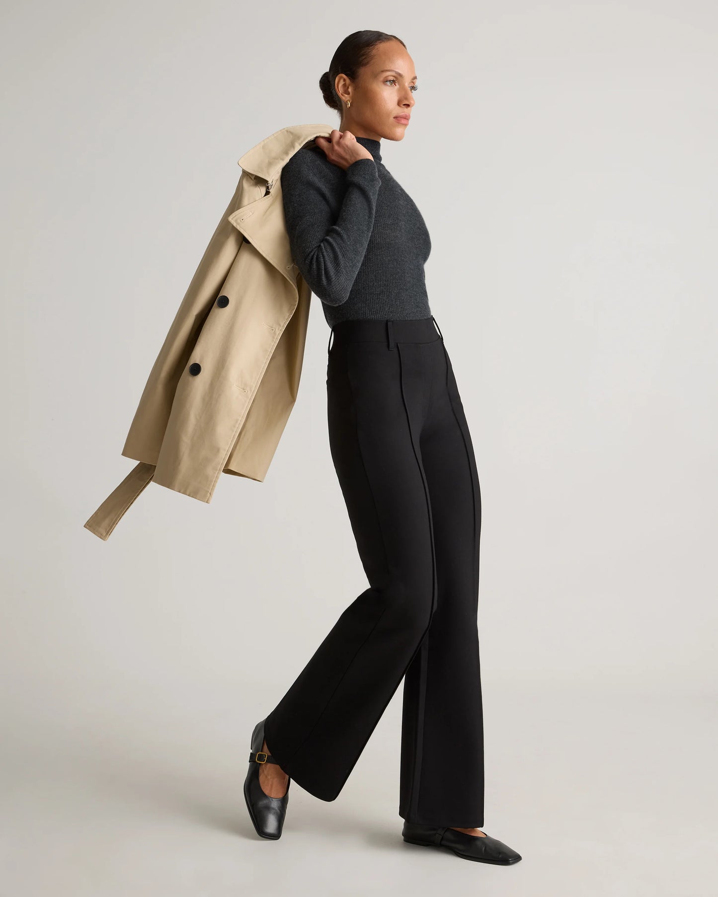 Ultra-Stretch Ponte Flare Leg Pants - XS / Espresso