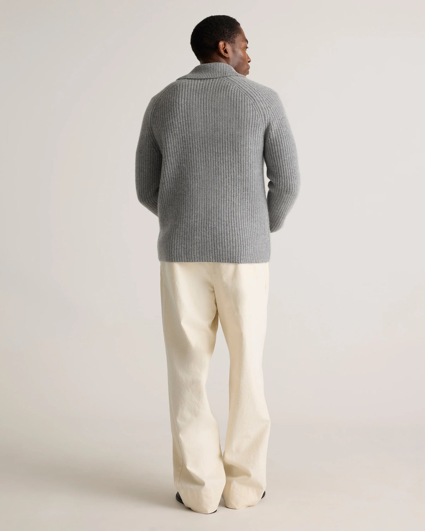 Mongolian Cashmere Shawl Collar Cardigan - S / Black