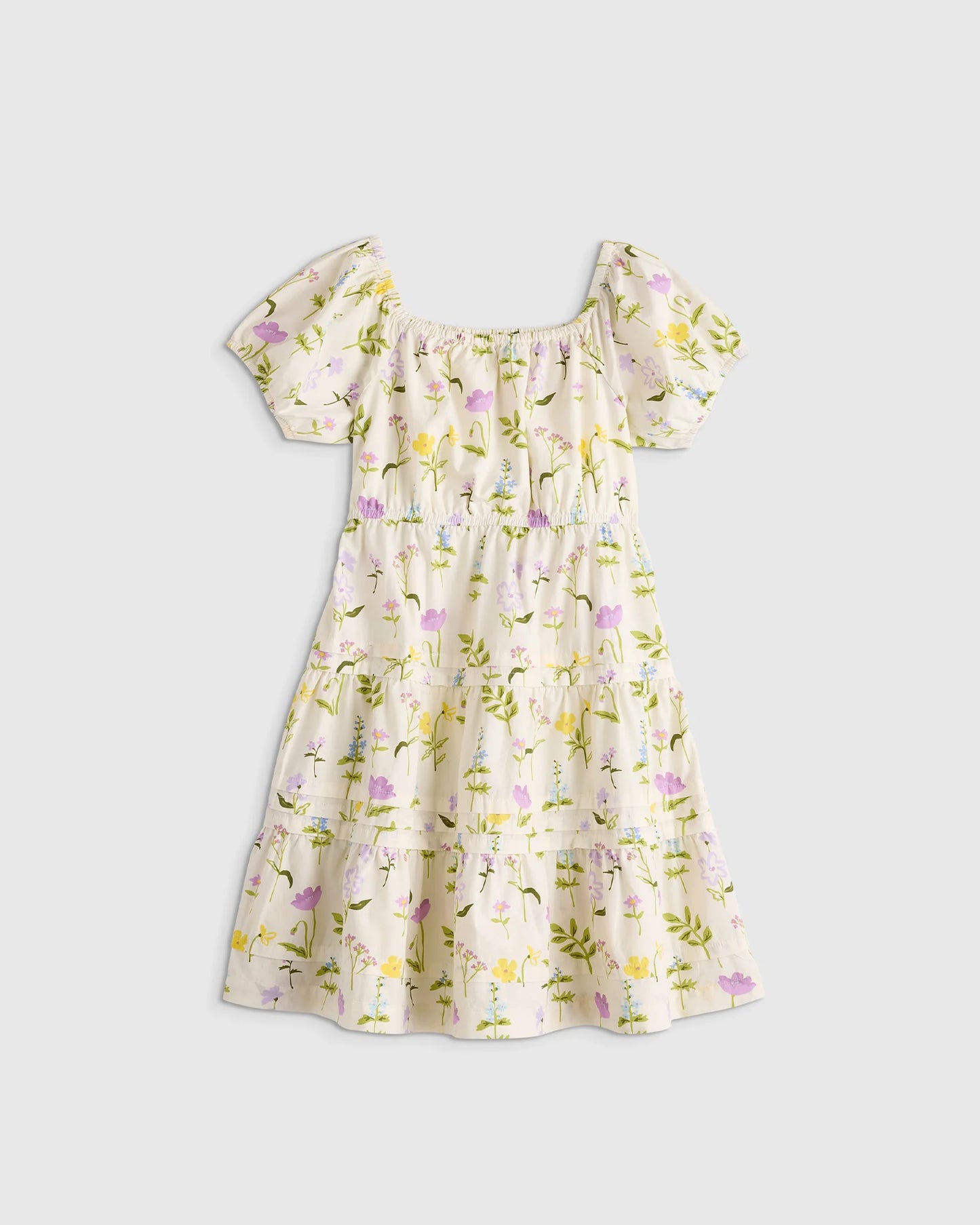 100% Organic Cotton Poplin Tiered Dress - 2T / Wildflower Botanical