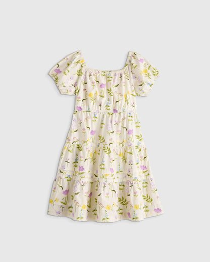 100% Organic Cotton Poplin Tiered Dress - 2T / Wildflower Botanical