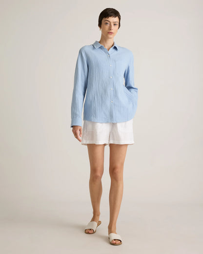 100% Organic Cotton Gauze Long Sleeve Shirt - XS / Khaki Gingham