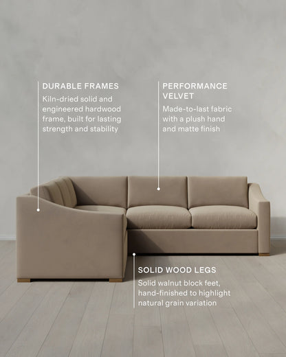 Hollis Slope Arm L Sectional in Performance Velvet - 110x110 / Gunmetal