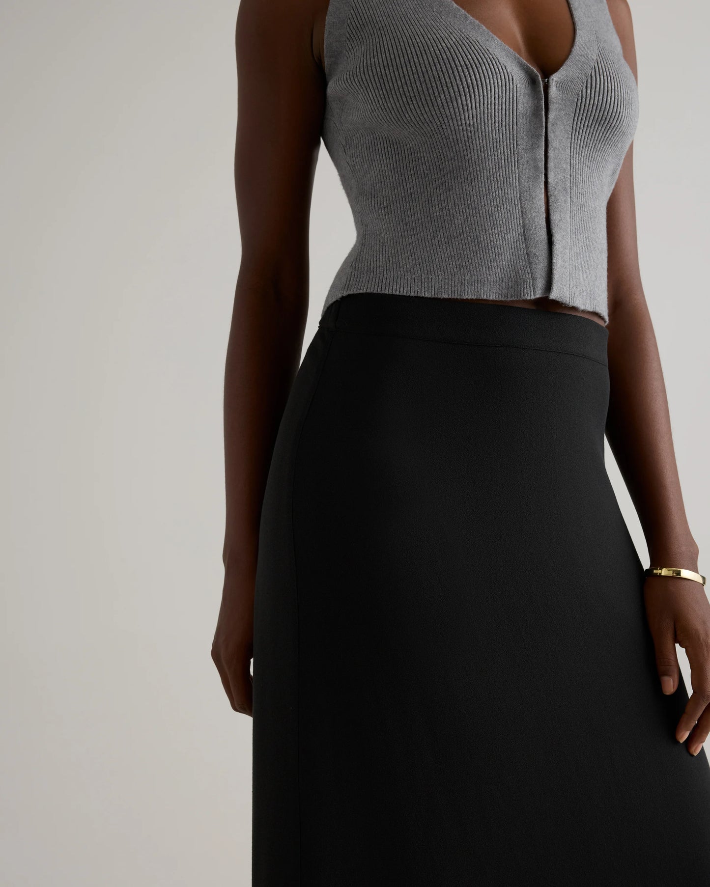 Lightweight Crepe Slip Skirt - XS / Moonstone Blue