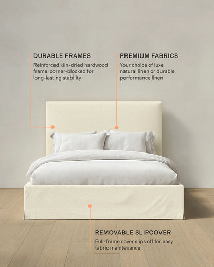 Slipcover Bed in Performance Linen - Full / Ivory