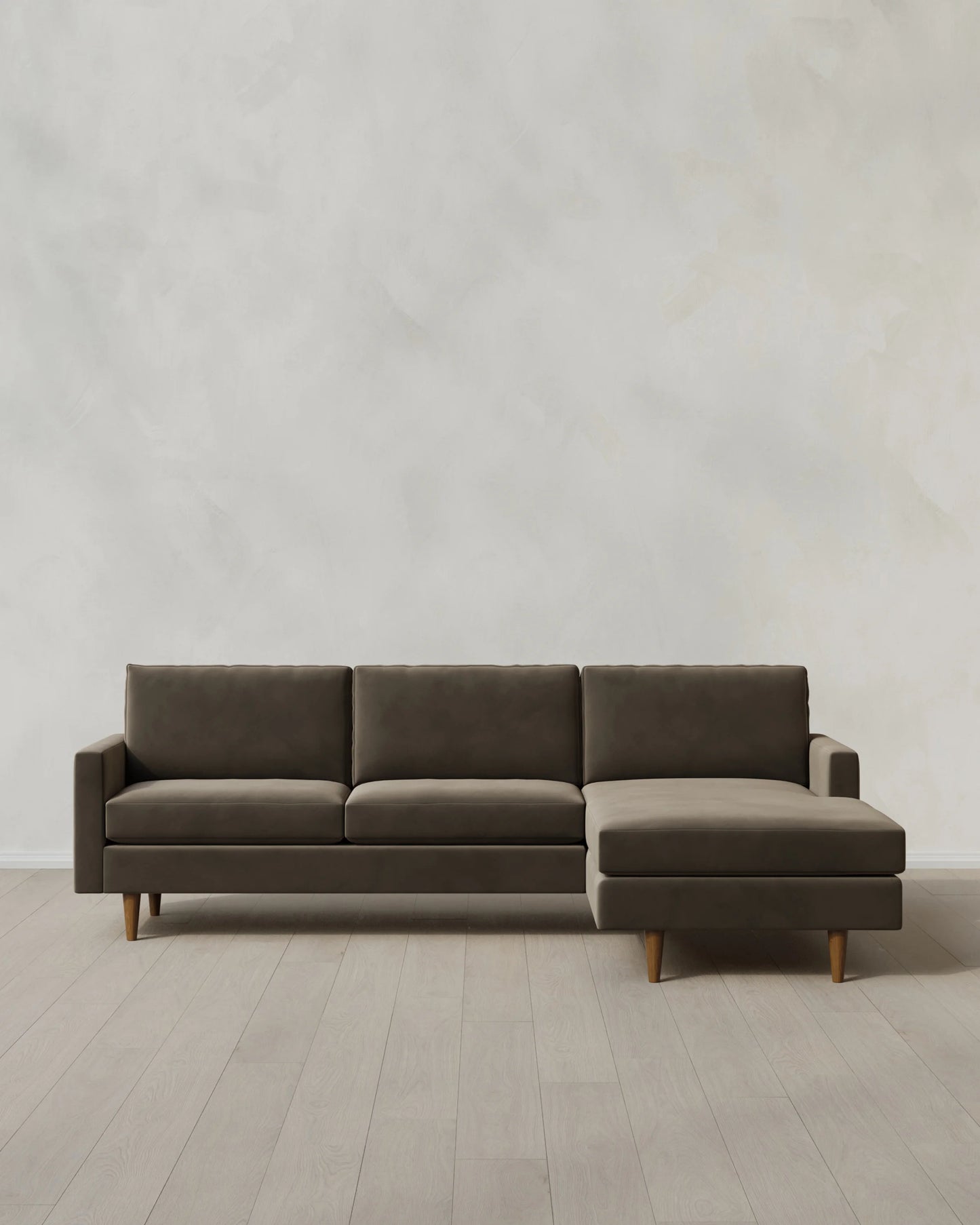 Atlas Midcentury Chaise Sectional in Performance Velvet - 106" Right Arm / Pine