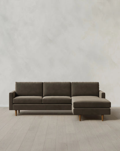 Atlas Midcentury Chaise Sectional in Performance Velvet - 106" Right Arm / Pine