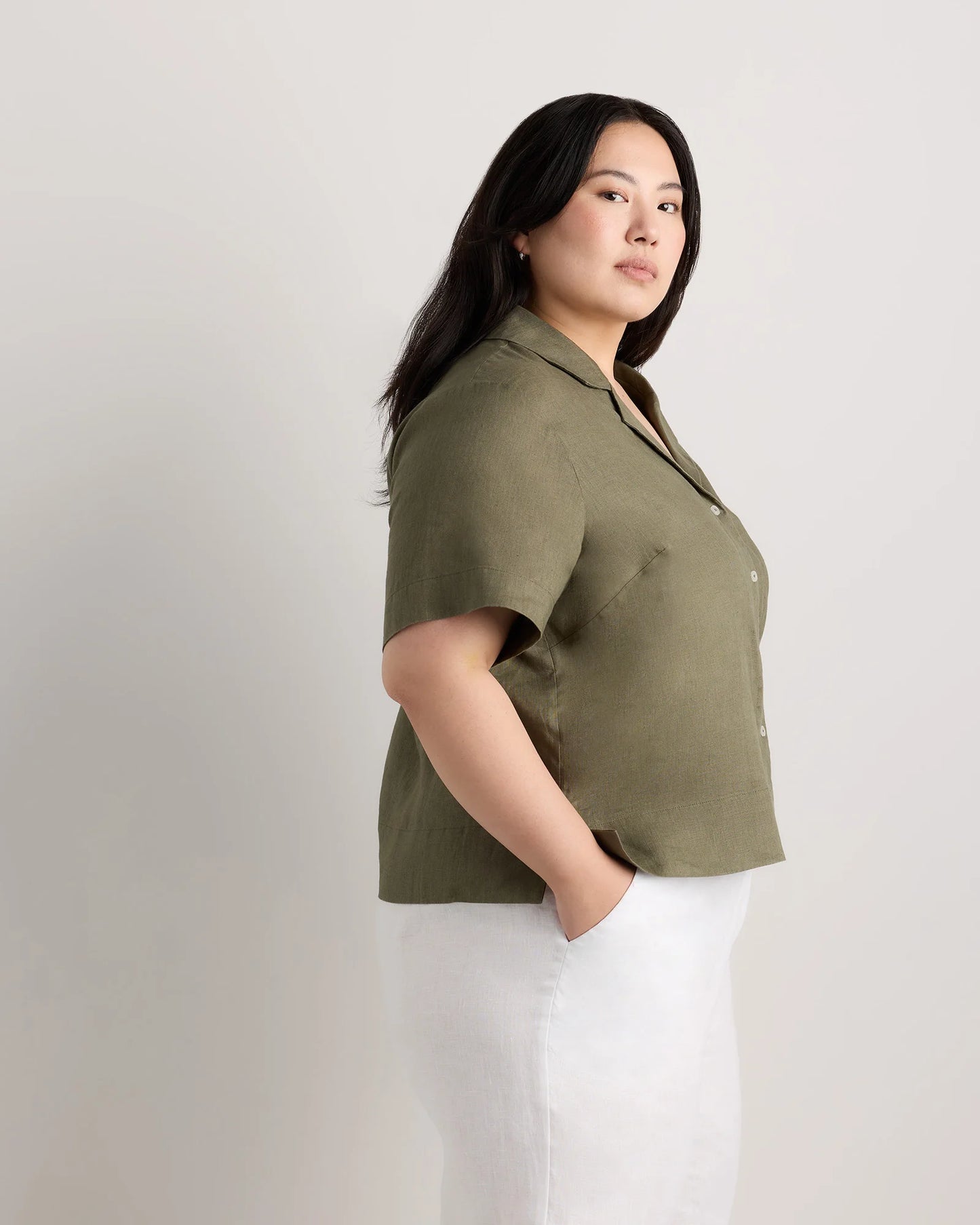 100% European Linen Short Sleeve Shirt - 1X / Flax