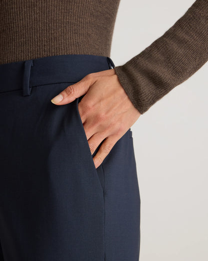 Italian Wool Straight Leg Pants - 0 / Black