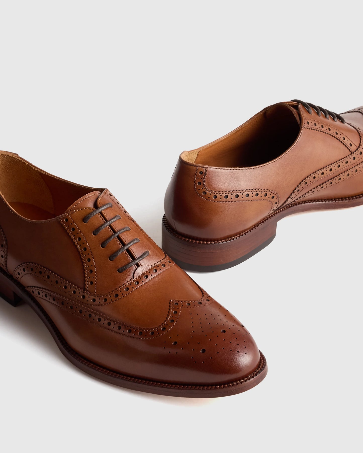 Italian Leather Wingtip Oxford - 7 / Cognac