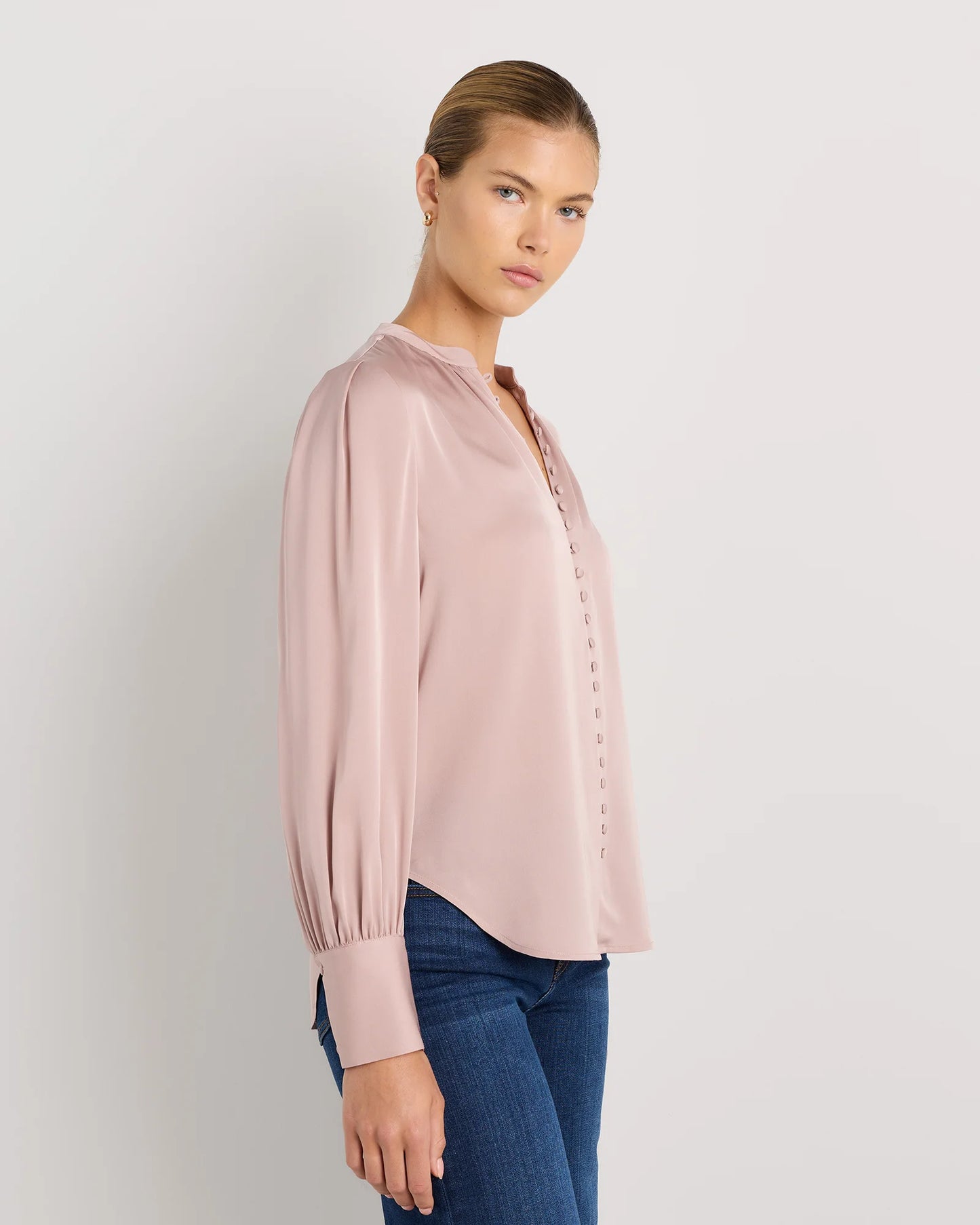 Washable Stretch Silk Peasant Blouse - XS / Ivory