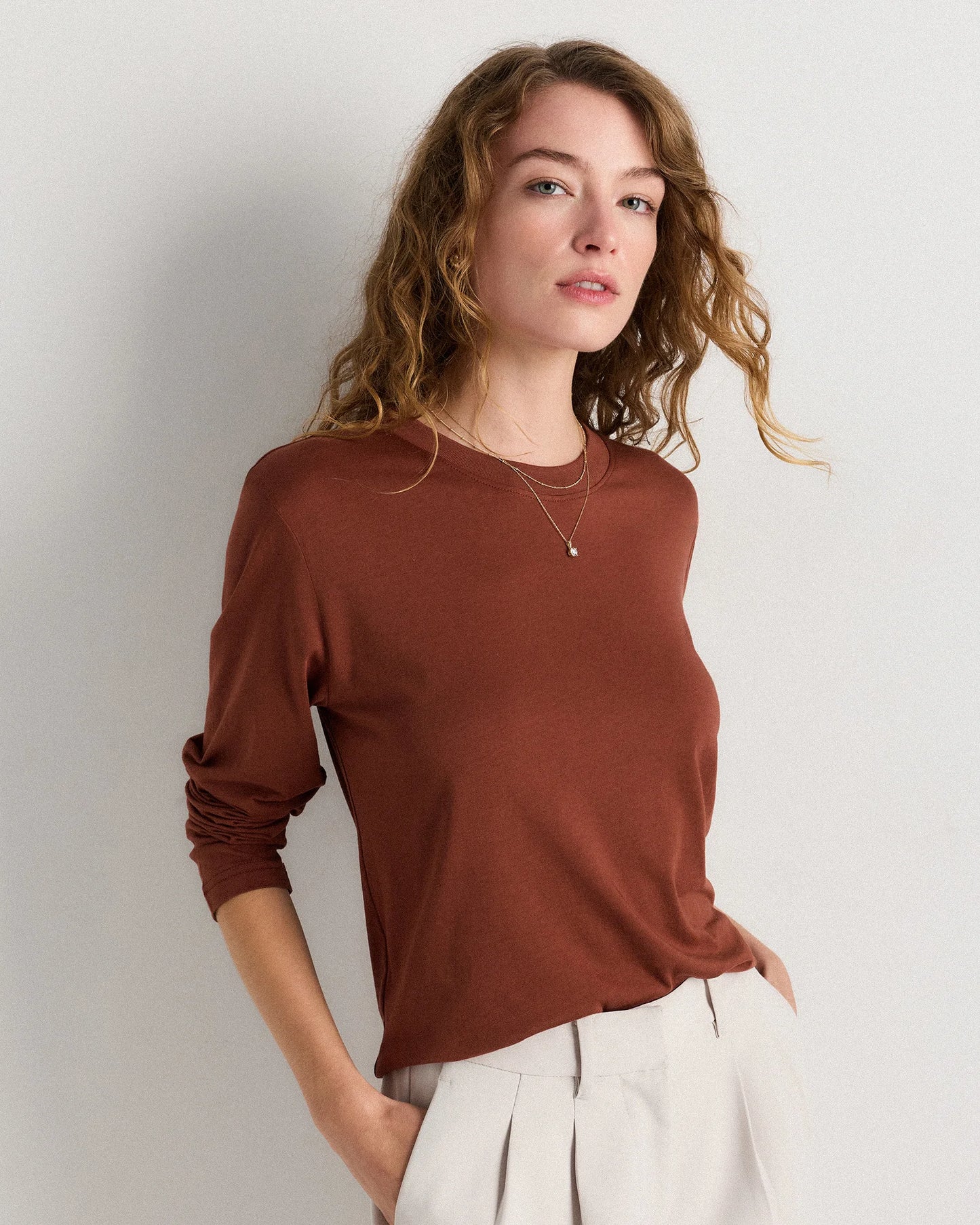 Cotton Modal Relaxed Long Sleeve Tee - XS / Black