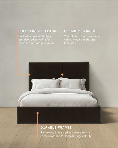 Square Bed in Performance Velvet - Full / Butterscotch