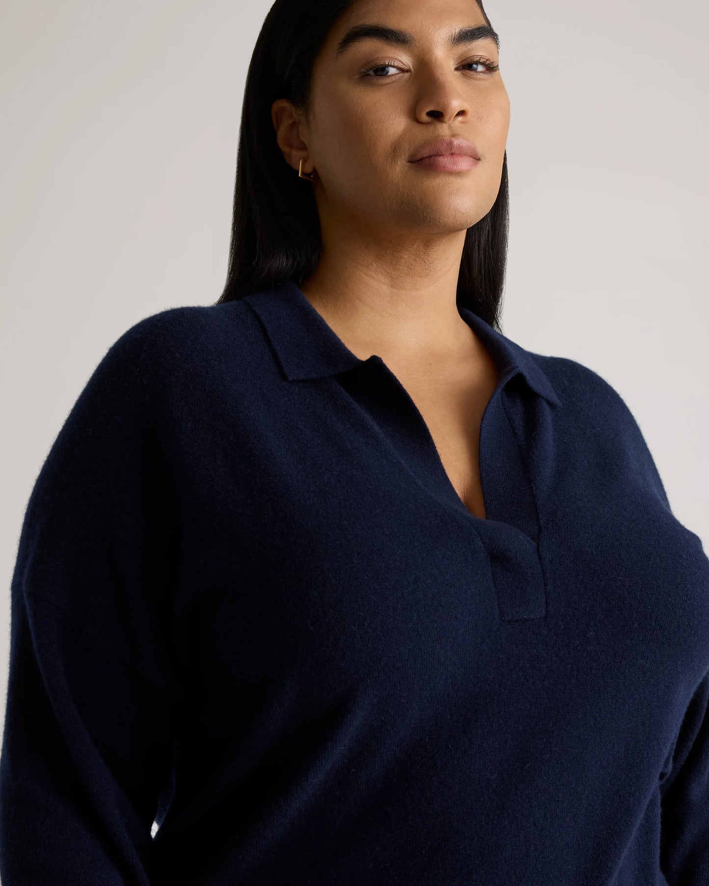 Mongolian Cashmere Polo Sweater - 1X / Ivory