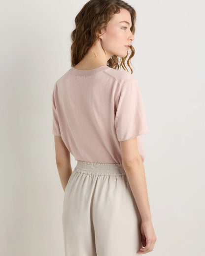 Lightweight Cotton Cashmere Relaxed Sweater Tee - XS / Sugar Stone