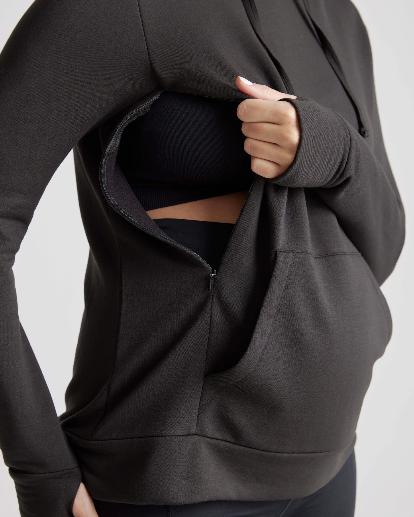 SuperSoft Fleece Maternity & Nursing Hoodie - XS / Off-White