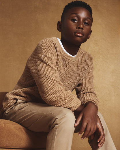 100% Organic Cotton Fisherman Tunic Sweater - 6 / Oatmeal