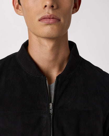 100% Suede Bomber Jacket - XS / True Black