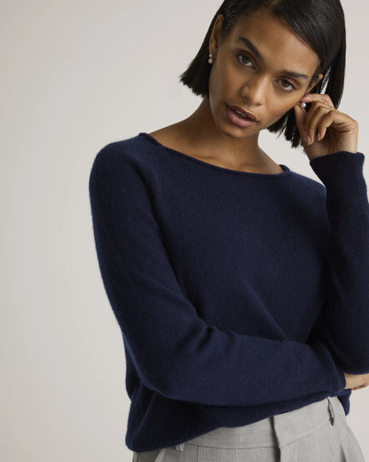 Mongolian Cashmere Boatneck Sweater - XS / Black