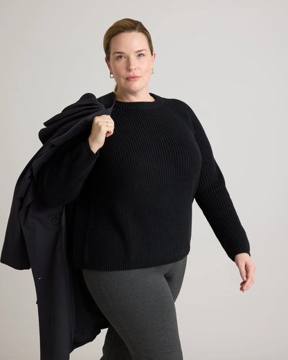 100% Organic Cotton Fisherman Crew Sweater - 1X / Blue Sapphire