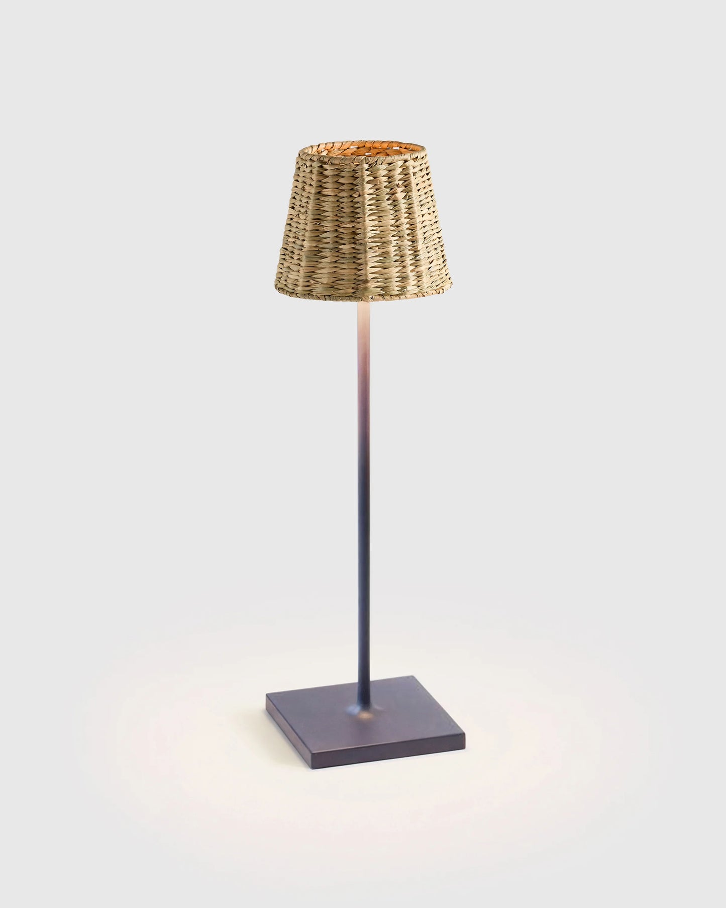 Poldina Pro Rechargeable Table Lamp with Seagrass Shade by Zafferano - Regular / White