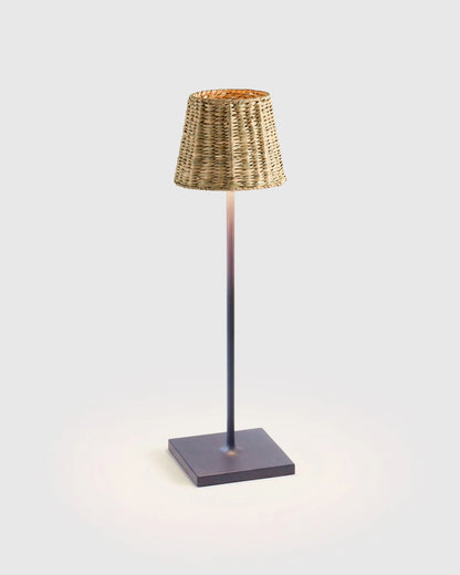 Poldina Pro Rechargeable Table Lamp with Seagrass Shade by Zafferano - Regular / White