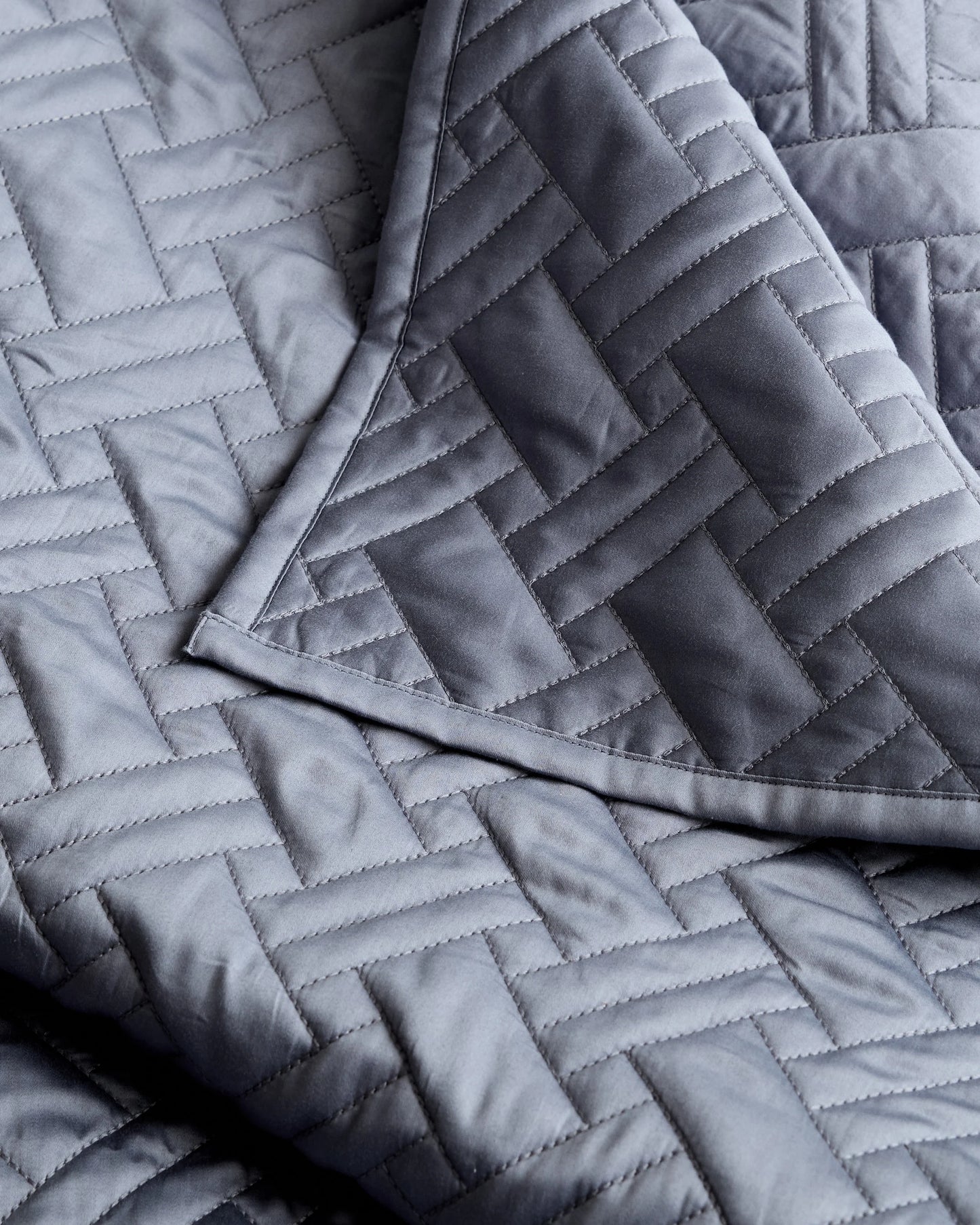 Organic Cotton Basketweave Quilt Set - Twin / Mineral