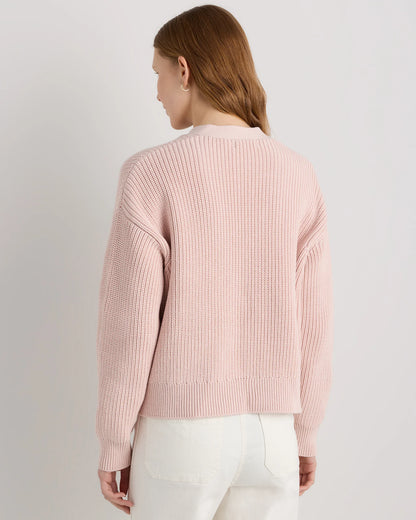 100% Organic Cotton Fisherman Boxy Cropped Cardigan - XS / Sapphire Blue