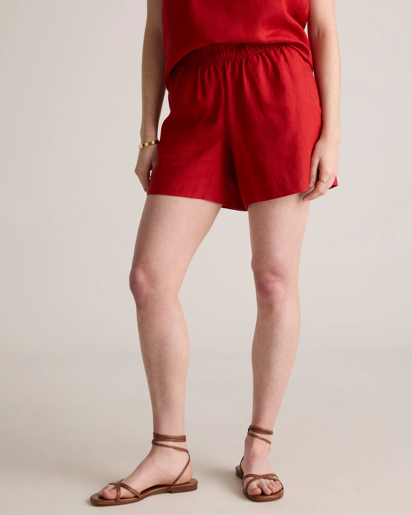 100% European Linen High Waisted Shorts - XS / Sky Blue Mariner Stripe