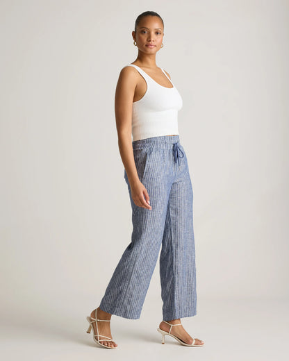 100% European Linen Wide Leg Pants - XS / Bayberry Olive