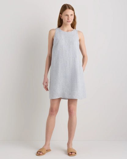 100% European Linen Tank Mini Dress - XS / Martini Olive
