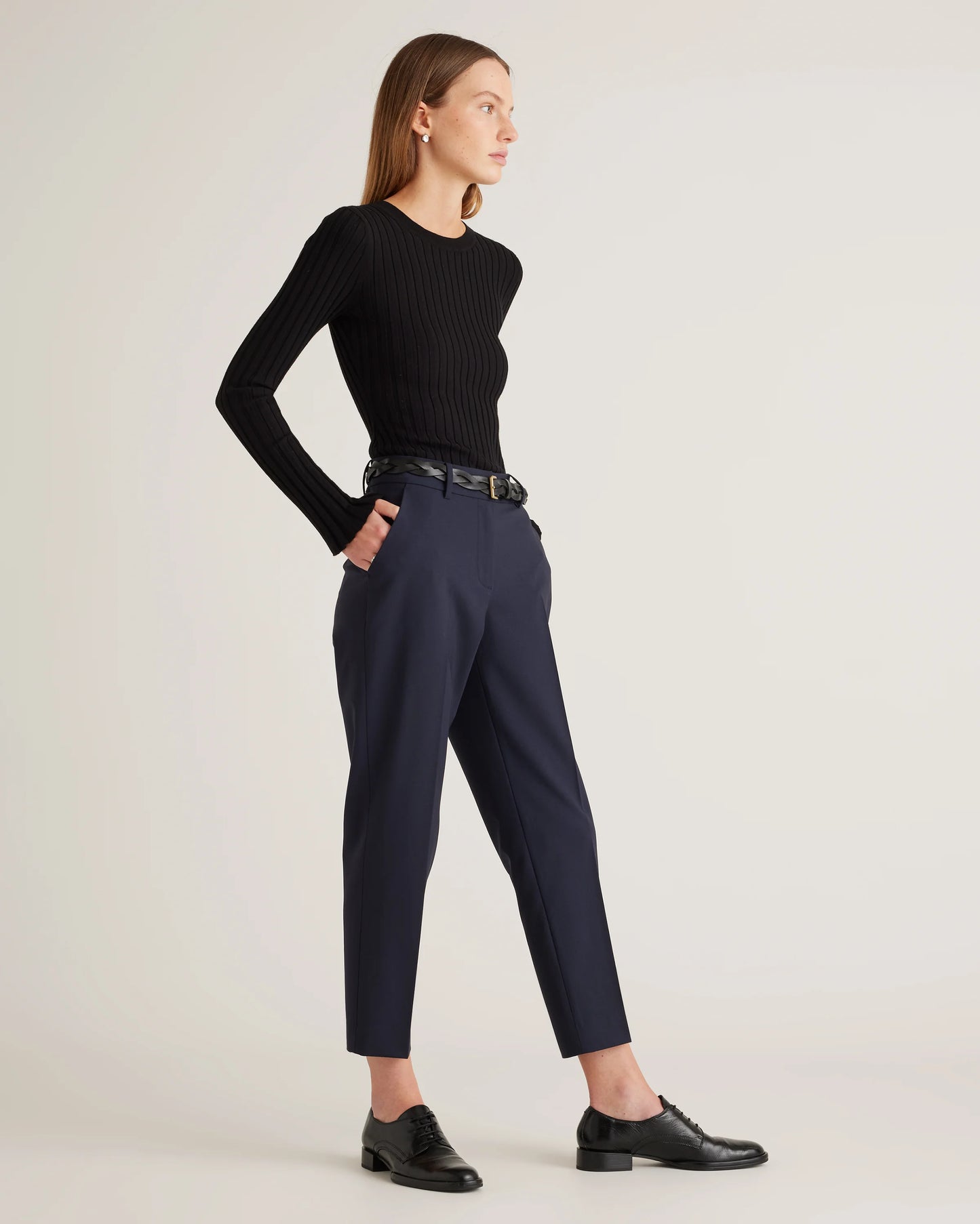 Italian Wool Slim Leg Ankle Pants - 0 / Grey Melange