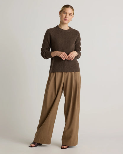 Mongolian Cashmere Fisherman Crewneck Sweater - XS / Teak