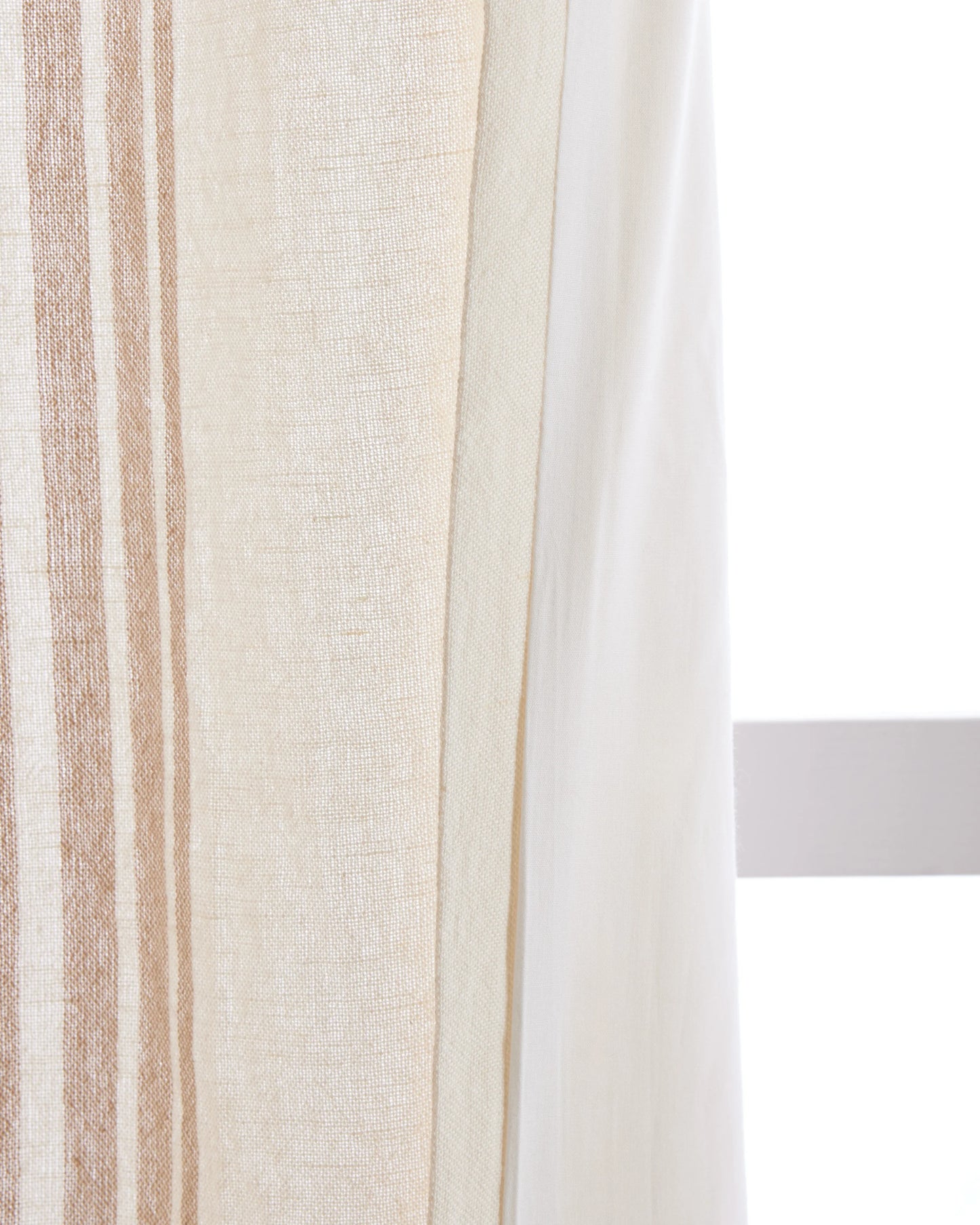 Coastal Stripe Linen Cotton Curtain - Single Panel - 48x84 / Ivory/Fog
