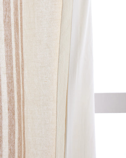 Coastal Stripe Linen Cotton Curtain - Single Panel - 48x84 / Ivory/Fog