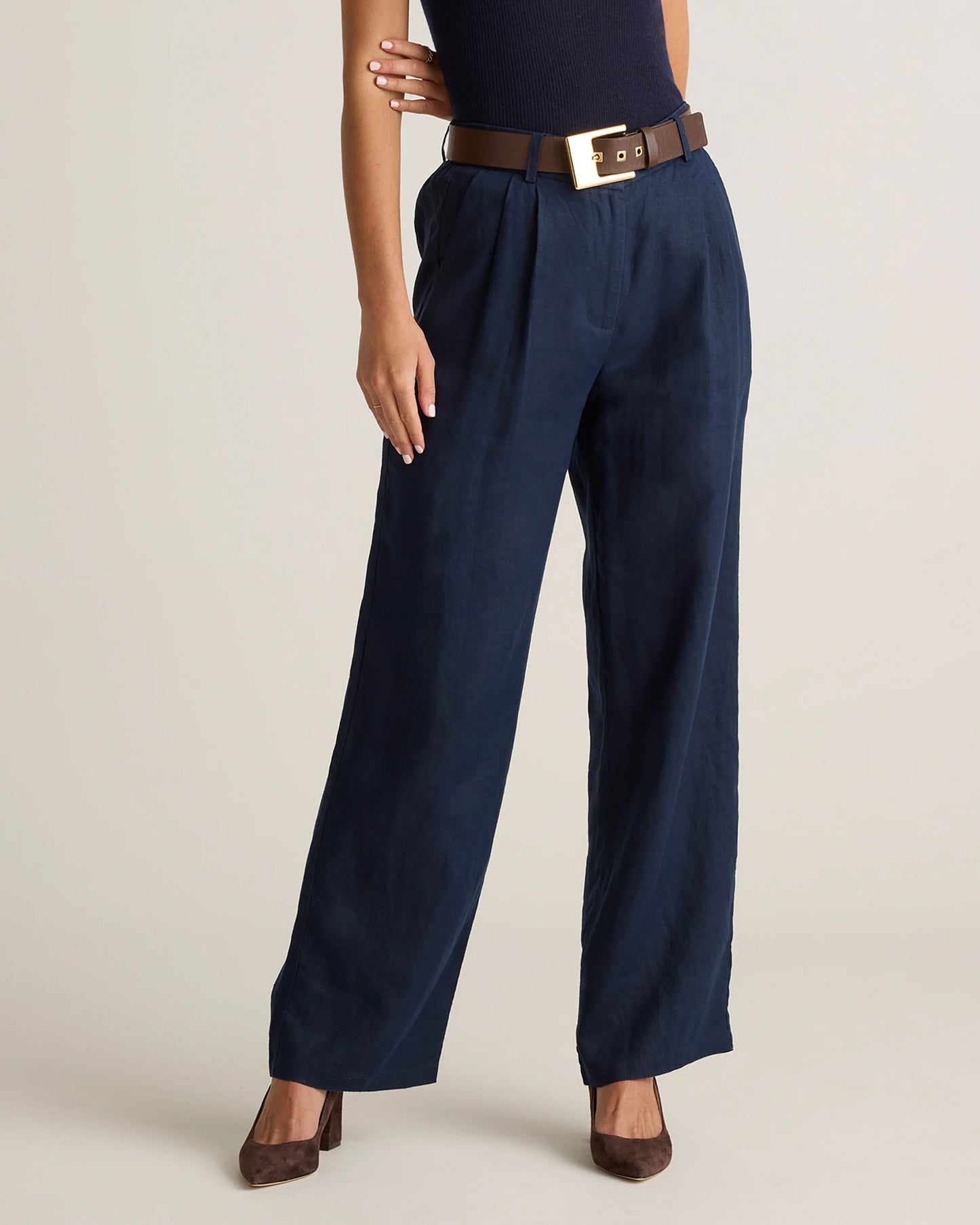 100% European Linen Pleated Trouser - 0 / Bayberry Olive