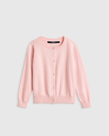 100% Organic Cotton Crewneck Cardigan - 2T / Ivory