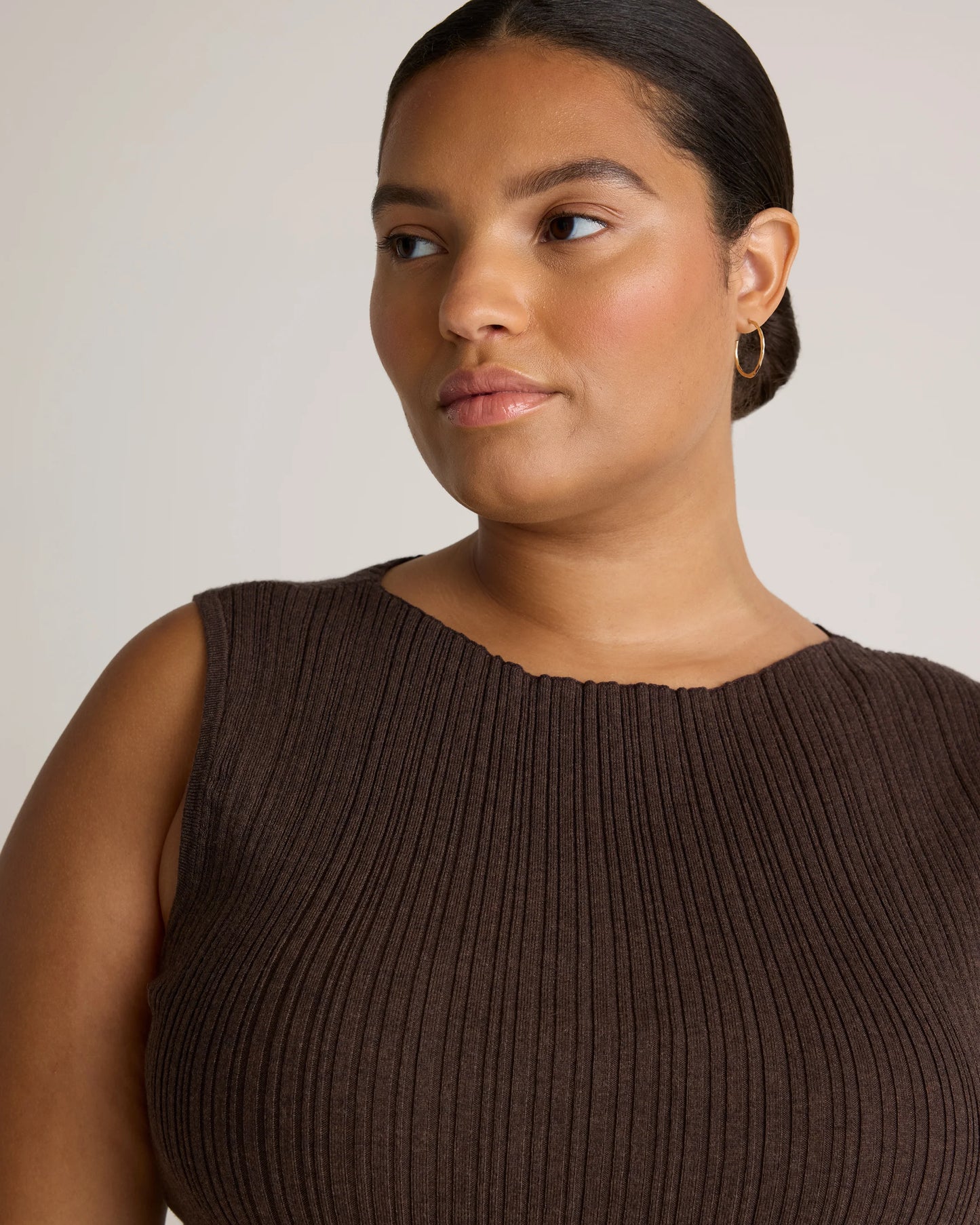 Cotton Cashmere Ribbed Tank - XS / Heather Oatmeal