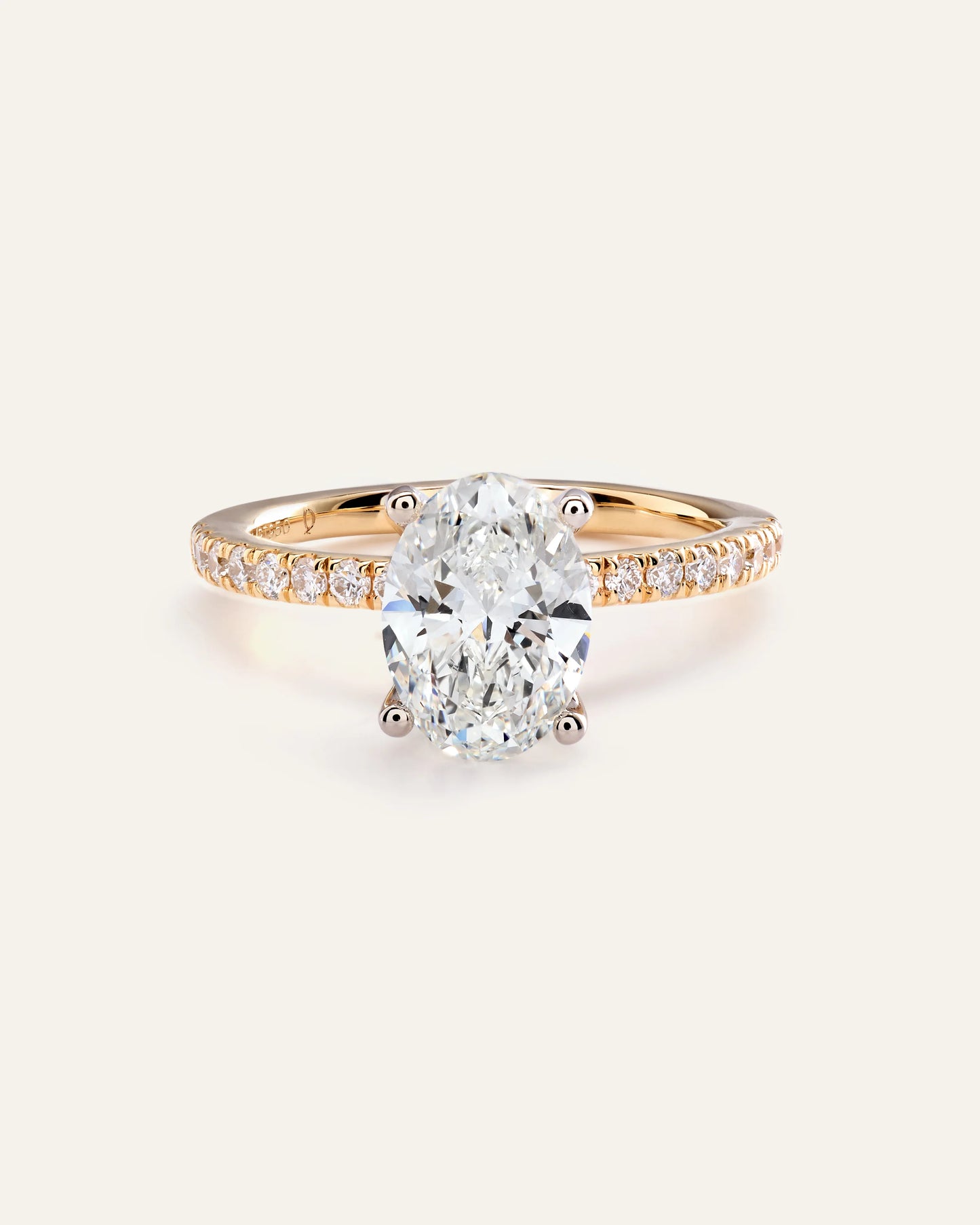 Lab Grown Diamond Oval Petite Pave Engagement Ring - 2.5ct - 4 / Yellow Gold