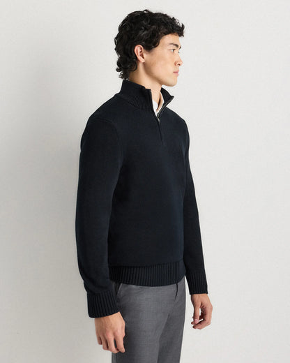 100% Organic Cotton Quarter-Zip Sweater - S / Moonstone Blue