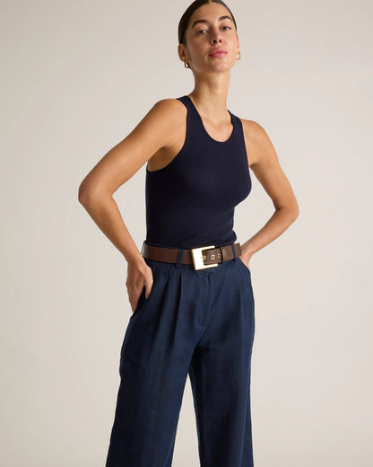 100% European Linen Pleated Trouser - 0 / Bayberry Olive