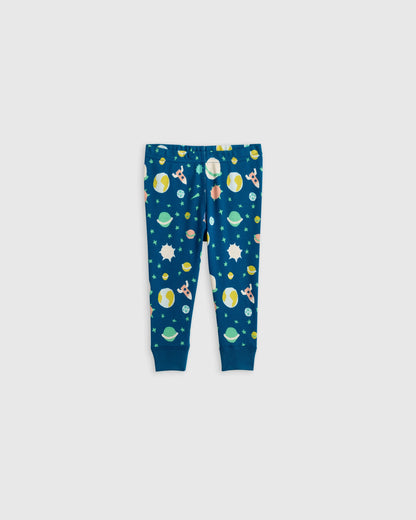 100% Organic Cotton Long Sleeve and Pant Pajama Set - 12-18M / Navy Stripe