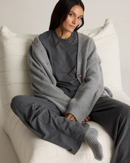 Dream Lounge Oversized Long Sleeve Pajama Set - XS / Light Heather Grey