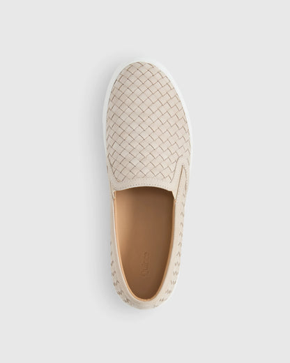 100% Handwoven Leather Slip On Sneaker - 5 / Almond