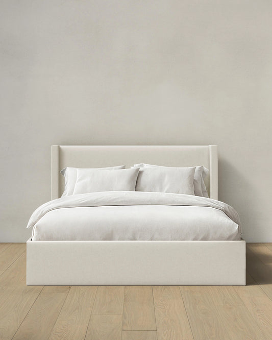 Wingback Bed in Performance Linen Blend - Full / Ivory
