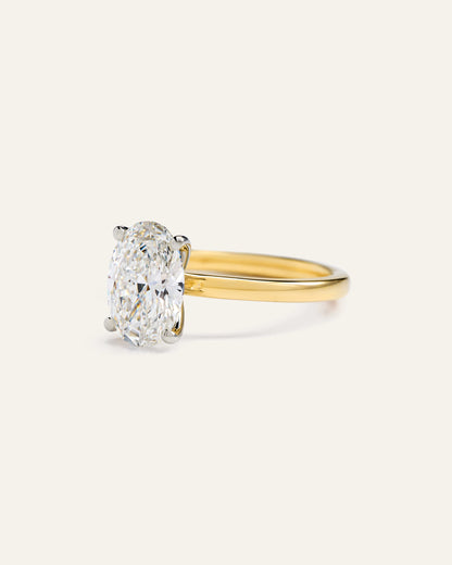 Lab Grown Diamond Oval Comfort Fit Engagement Ring - 2ct - 4 / Yellow Gold