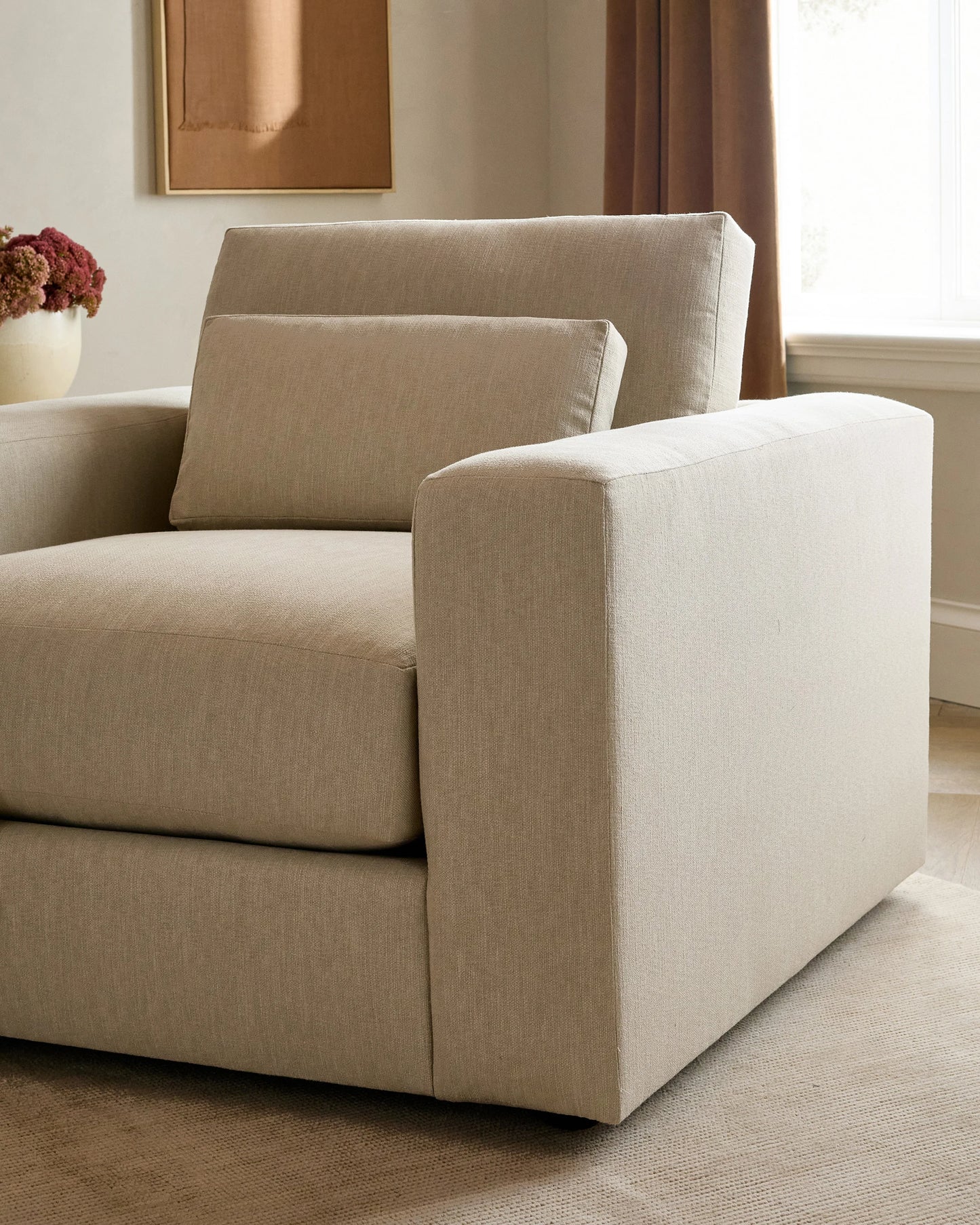 Ashford Deep Seat Chair and a Half in Performance Chenille Linen Blend - 46" / Snow