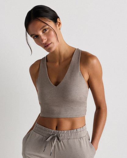 Ultra-Soft V-Neck Cropped Tank - XS / Heather Navy