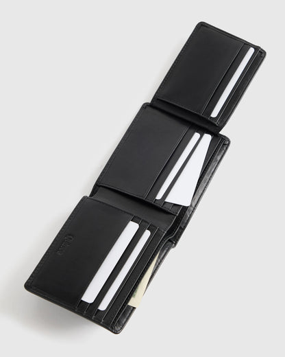 Italian Leather Bifold Wallet - One Size / Black