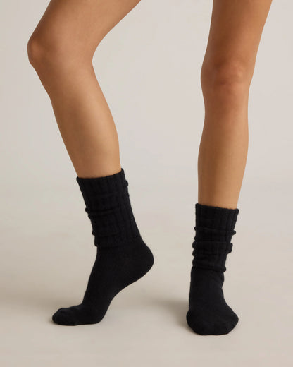 Mongolian Cashmere Slouch Sock - XS/S / Ivory
