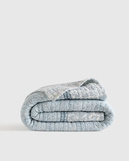 Organic Cotton Block Print Quilt - Twin / Green